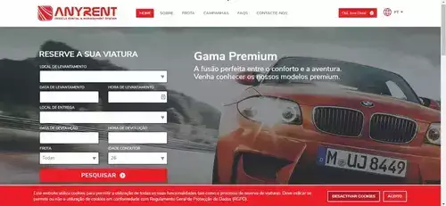 Website de reservas AnyRent